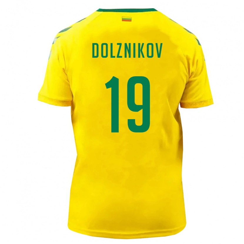 Danxen Hombre Camiseta Lituania Artūr Dolžnikov #19 Amarillo Verde 1ª Equipación 26-28 La Camisa México