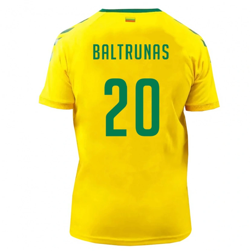 Danxen Hombre Camiseta Lituania Žygimantas Baltrūnas #20 Amarillo Verde 1ª Equipación 26-28 La Camisa México