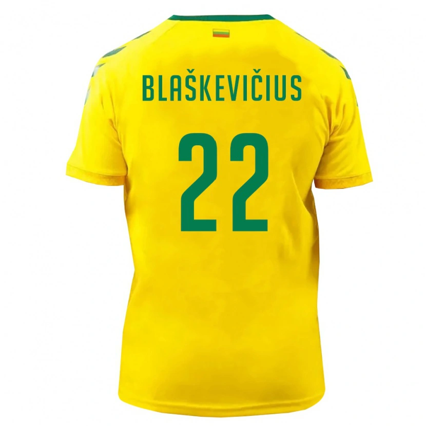 Danxen Hombre Camiseta Lituania Nedas Blaškevičius #22 Amarillo Verde 1ª Equipación 26-28 La Camisa México