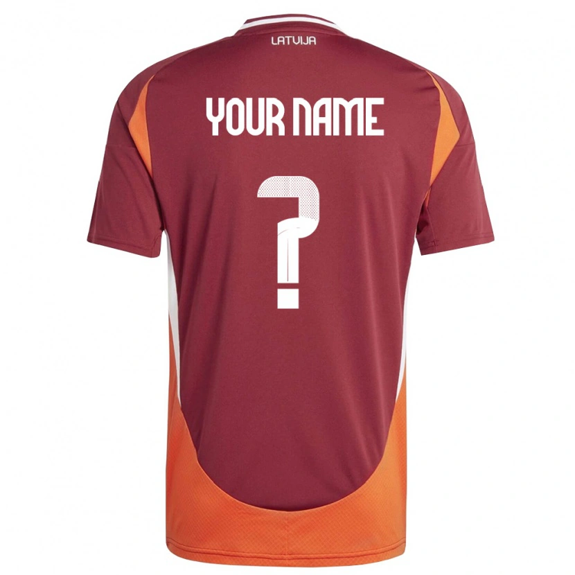 Danxen Hombre Camiseta Letonia Su Nombre #0 Rojo Oscuro Blanco Naranja 1ª Equipación 26-28 La Camisa México