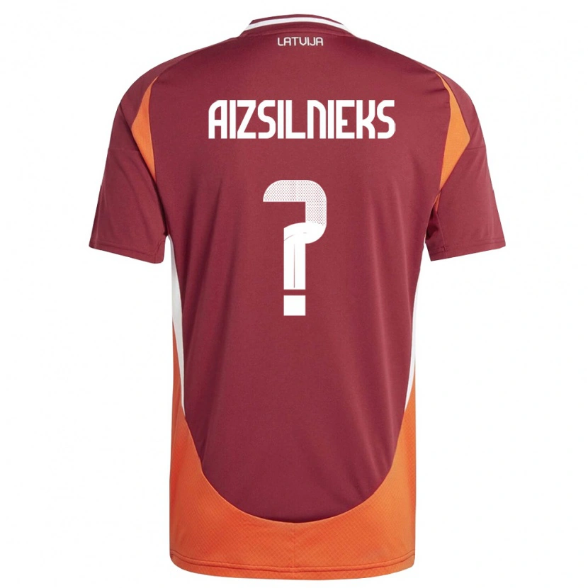 Danxen Hombre Camiseta Letonia Andris Aizsilnieks #0 Rojo Oscuro Blanco Naranja 1ª Equipación 26-28 La Camisa México