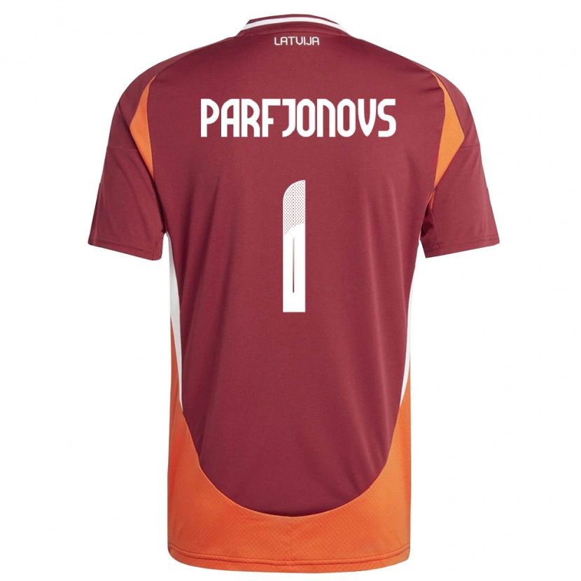Danxen Hombre Camiseta Letonia Nikita Parfjonovs #1 Rojo Oscuro Blanco Naranja 1ª Equipación 26-28 La Camisa México