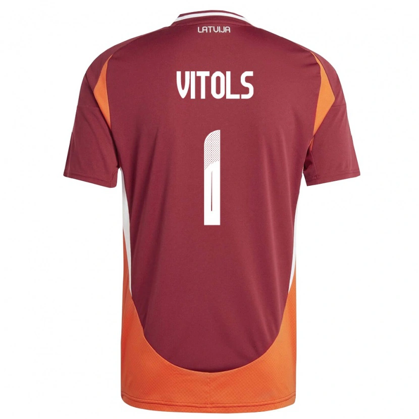 Danxen Hombre Camiseta Letonia Rodrigo Vitols #1 Rojo Oscuro Blanco Naranja 1ª Equipación 26-28 La Camisa México