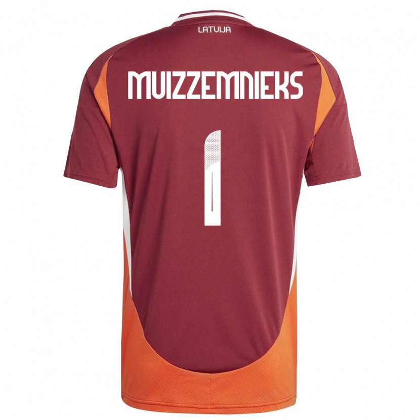 Danxen Hombre Camiseta Letonia Mareks Muizzemnieks #1 Rojo Oscuro Blanco Naranja 1ª Equipación 26-28 La Camisa México
