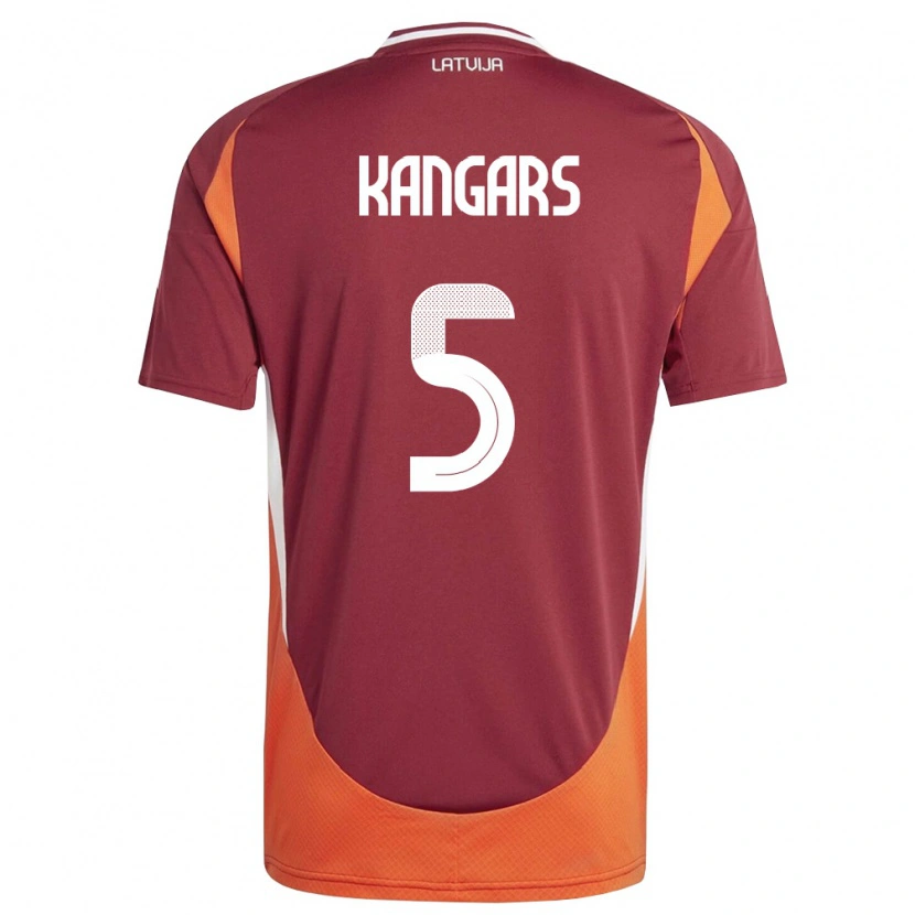 Danxen Hombre Camiseta Letonia Alans Kangars #5 Rojo Oscuro Blanco Naranja 1ª Equipación 26-28 La Camisa México