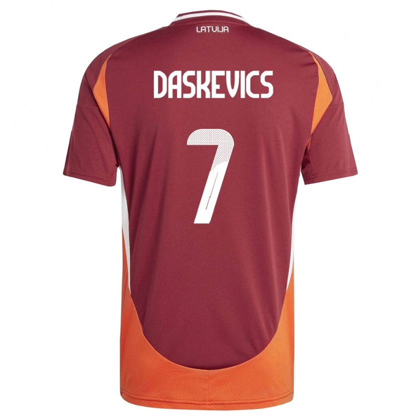 Danxen Hombre Camiseta Letonia Eduards Daskevics #7 Rojo Oscuro Blanco Naranja 1ª Equipación 26-28 La Camisa México