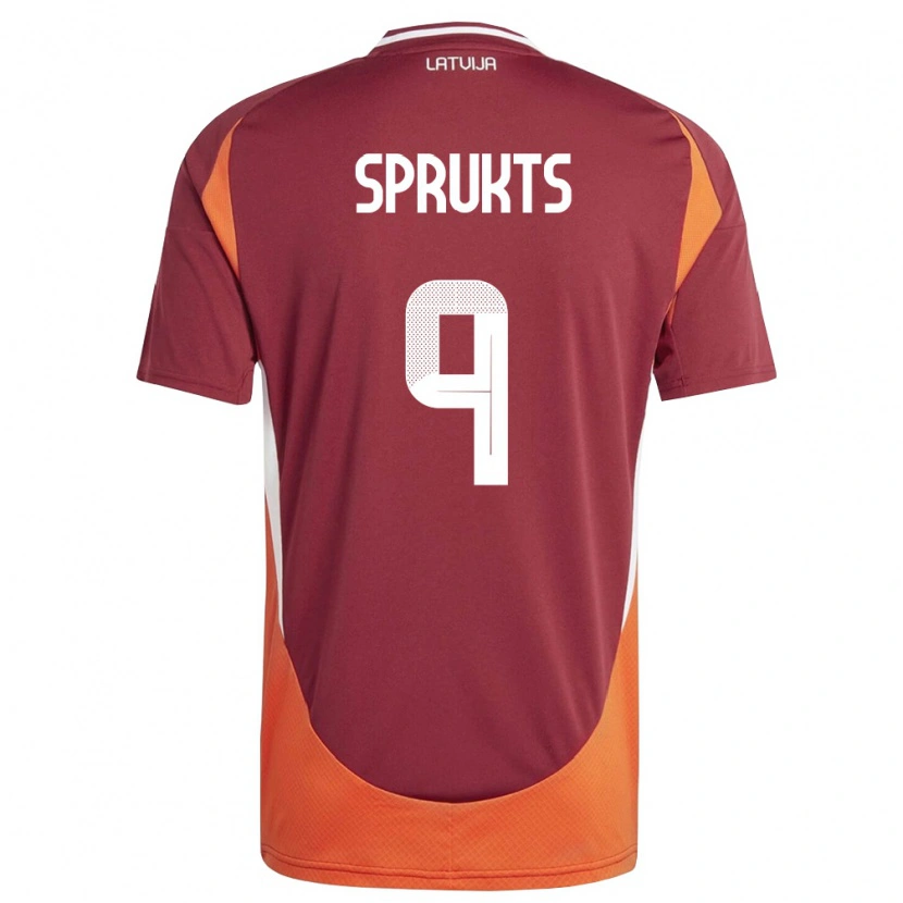Danxen Hombre Camiseta Letonia Emils Sprukts #9 Rojo Oscuro Blanco Naranja 1ª Equipación 26-28 La Camisa México
