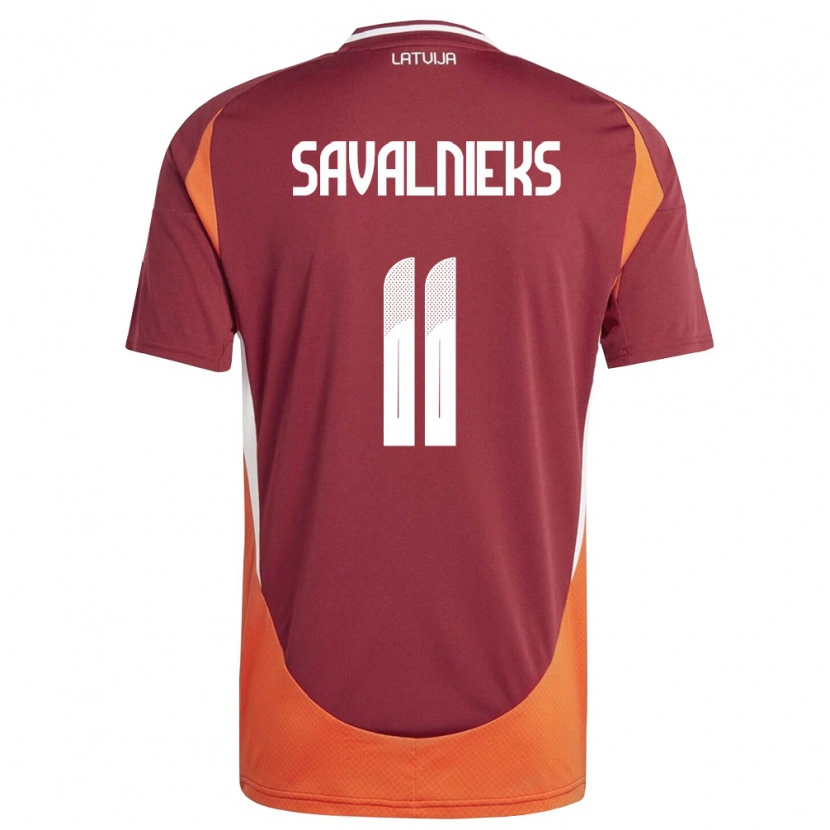 Danxen Hombre Camiseta Letonia Roberts Savalnieks #11 Rojo Oscuro Blanco Naranja 1ª Equipación 26-28 La Camisa México