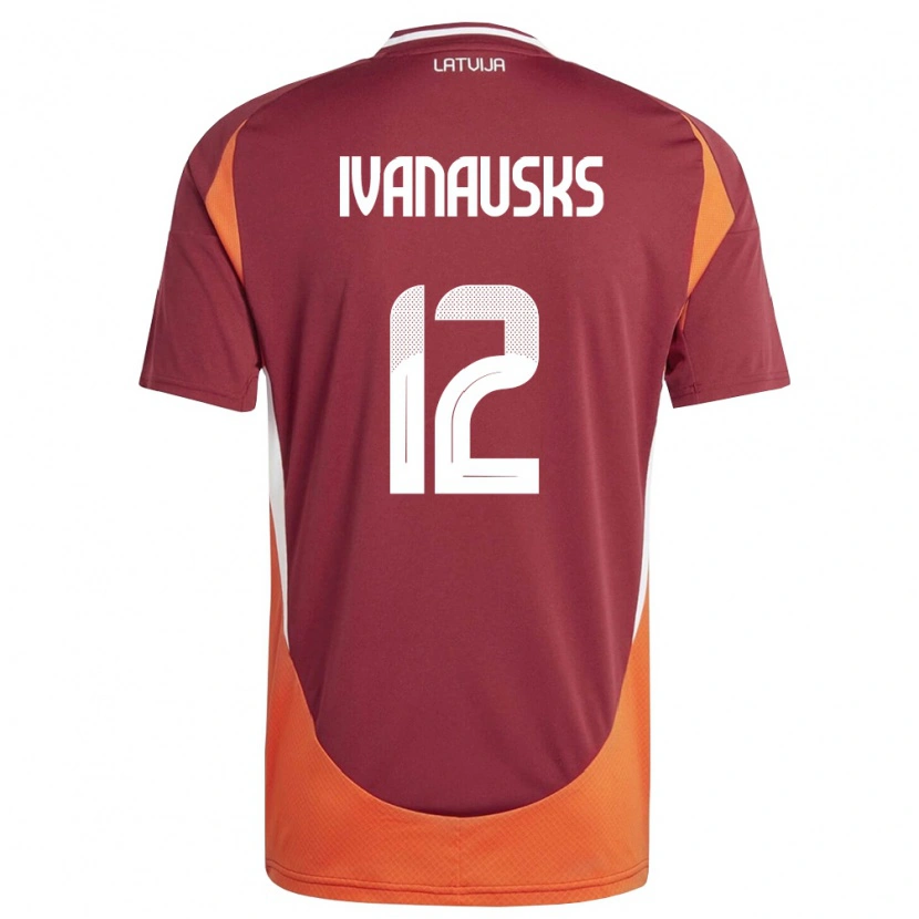 Danxen Hombre Camiseta Letonia Ivans Ivanausks #12 Rojo Oscuro Blanco Naranja 1ª Equipación 26-28 La Camisa México