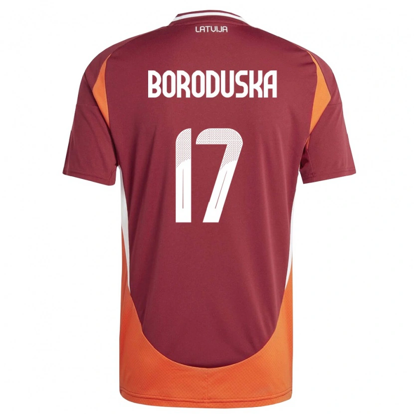 Danxen Hombre Camiseta Letonia Eriks Boroduska #17 Rojo Oscuro Blanco Naranja 1ª Equipación 26-28 La Camisa México