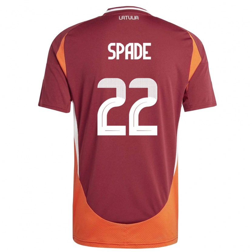 Danxen Hombre Camiseta Letonia Markuss Spade #22 Rojo Oscuro Blanco Naranja 1ª Equipación 26-28 La Camisa México