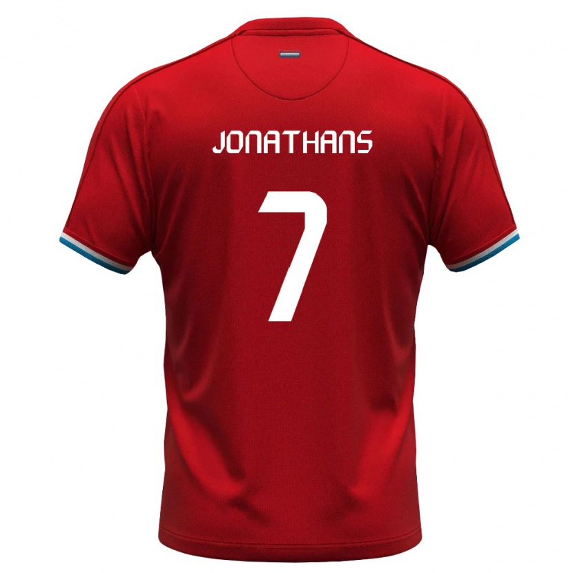 Danxen Hombre Camiseta Luxemburgo David Jonathans #7 Rojo Blanco Azul 1ª Equipación 26-28 La Camisa México