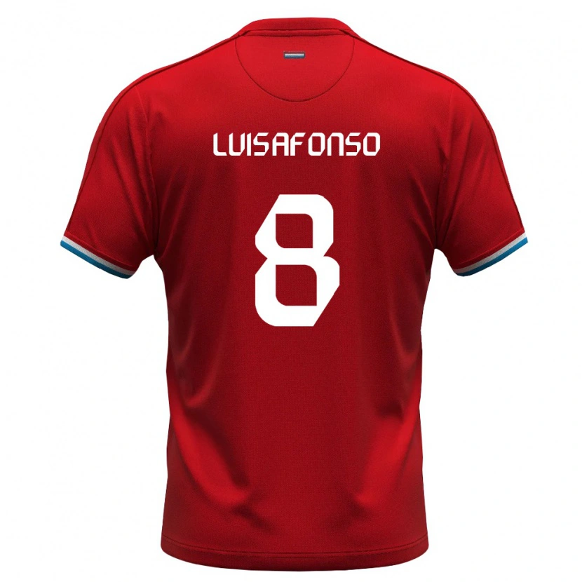 Danxen Hombre Camiseta Luxemburgo Hugo Luis Afonso #8 Rojo Blanco Azul 1ª Equipación 26-28 La Camisa México