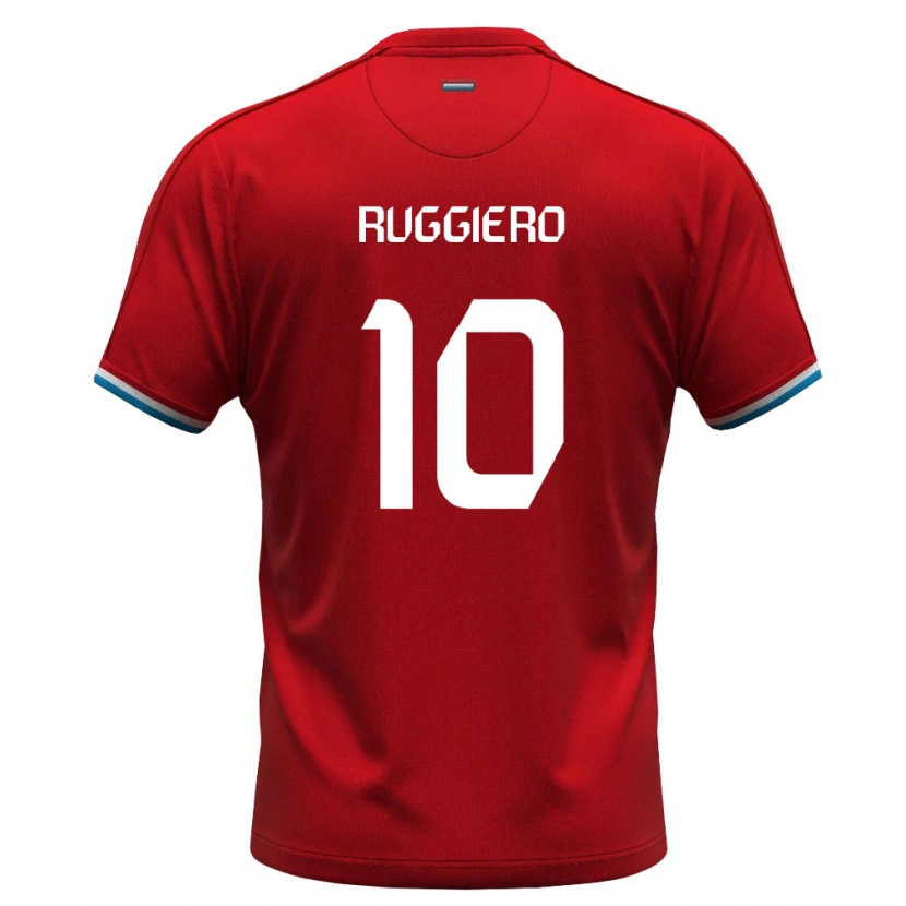 Danxen Hombre Camiseta Luxemburgo Domenico Ruggiero #10 Rojo Blanco Azul 1ª Equipación 26-28 La Camisa México