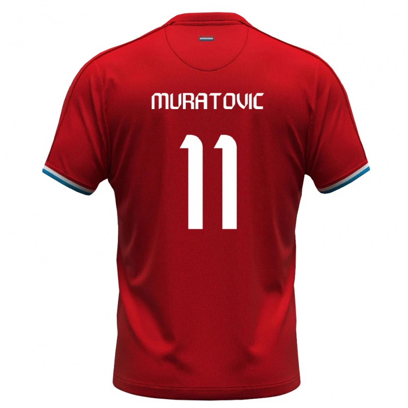 Danxen Hombre Camiseta Luxemburgo Edvin Muratovic #11 Rojo Blanco Azul 1ª Equipación 26-28 La Camisa México