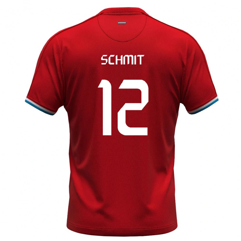 Danxen Hombre Camiseta Luxemburgo Ben Schmit #12 Rojo Blanco Azul 1ª Equipación 26-28 La Camisa México