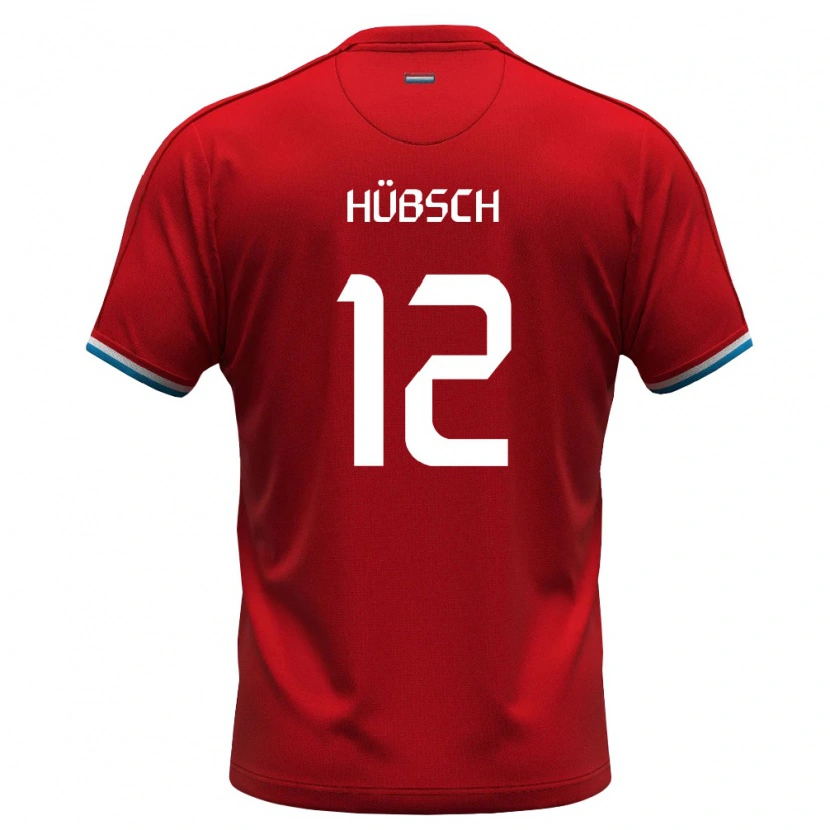 Danxen Hombre Camiseta Luxemburgo Fabrice Hübsch #12 Rojo Blanco Azul 1ª Equipación 26-28 La Camisa México