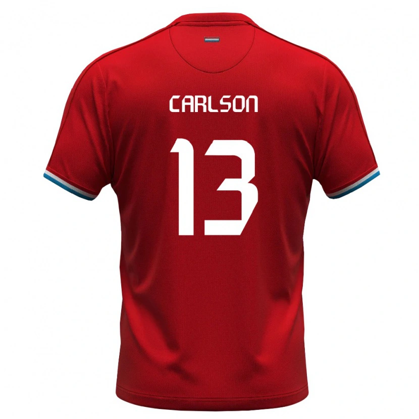 Danxen Hombre Camiseta Luxemburgo Dirk Carlson #13 Rojo Blanco Azul 1ª Equipación 26-28 La Camisa México