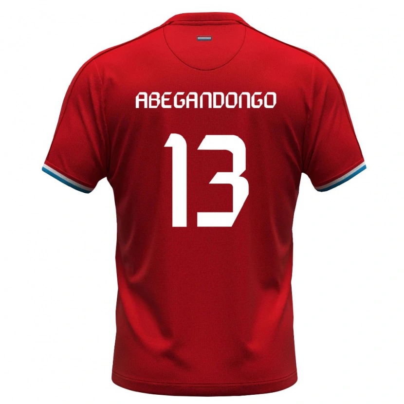 Danxen Hombre Camiseta Luxemburgo Prince Abega Ndongo #13 Rojo Blanco Azul 1ª Equipación 26-28 La Camisa México