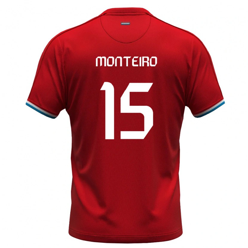 Danxen Hombre Camiseta Luxemburgo Diogo Monteiro #15 Rojo Blanco Azul 1ª Equipación 26-28 La Camisa México