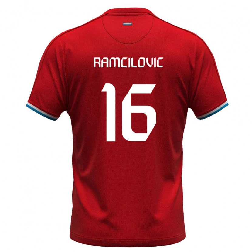 Danxen Hombre Camiseta Luxemburgo Dilan Ramcilovic #16 Rojo Blanco Azul 1ª Equipación 26-28 La Camisa México