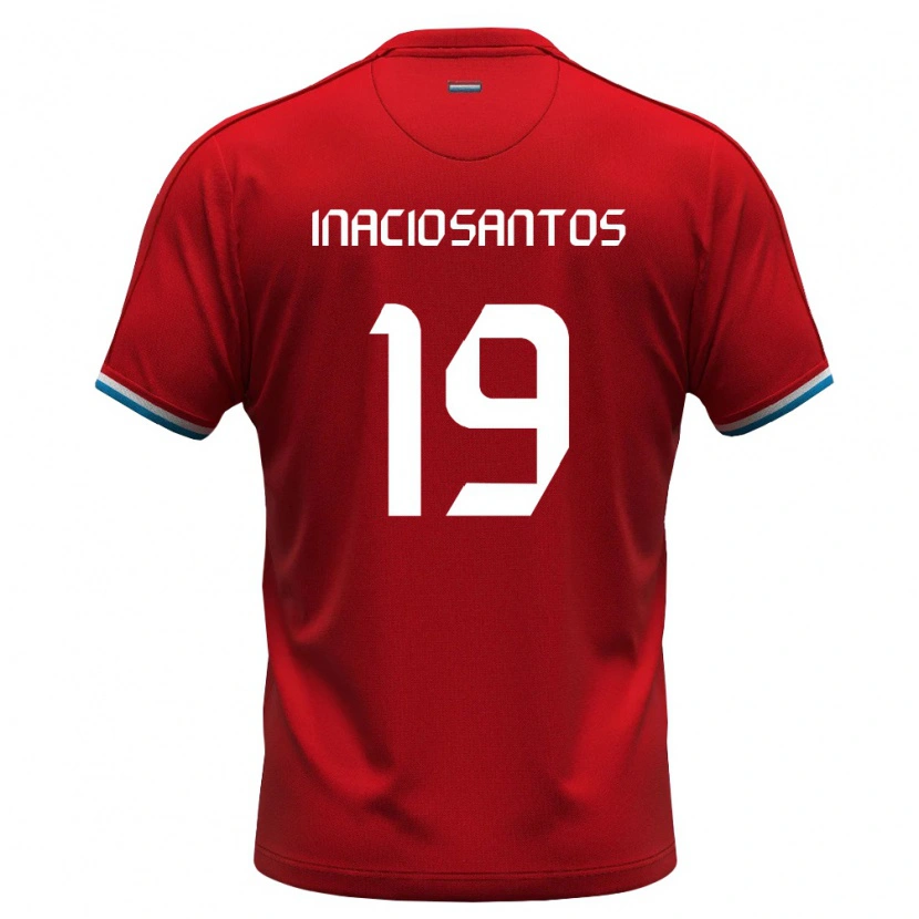 Danxen Hombre Camiseta Luxemburgo Santiago Inacio Santos #19 Rojo Blanco Azul 1ª Equipación 26-28 La Camisa México