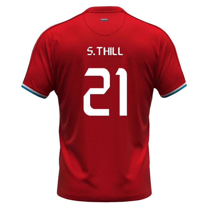 Danxen Hombre Camiseta Luxemburgo Sébastien Thill #21 Rojo Blanco Azul 1ª Equipación 26-28 La Camisa México