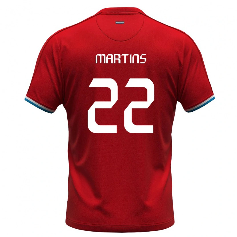 Danxen Hombre Camiseta Luxemburgo Marvin Martins #22 Rojo Blanco Azul 1ª Equipación 26-28 La Camisa México