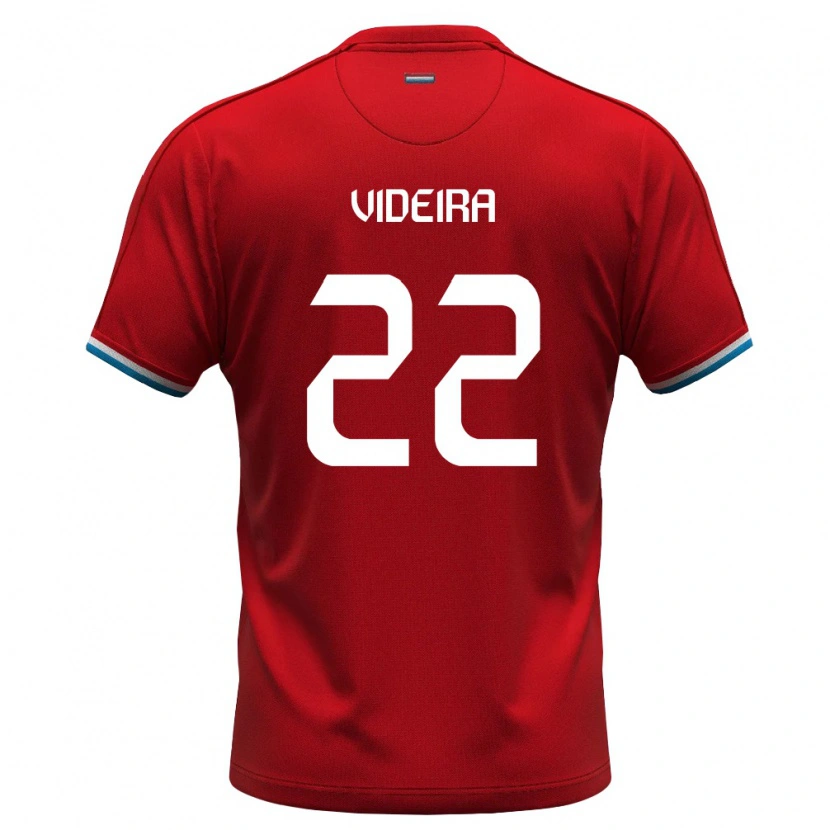 Danxen Hombre Camiseta Luxemburgo Jayson Videira #22 Rojo Blanco Azul 1ª Equipación 26-28 La Camisa México