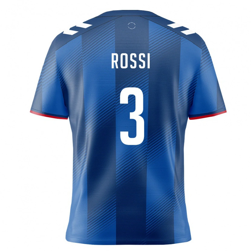 Danxen Hombre Camiseta Puerto Rico Diego Rossi #3 Azul Real Rojo Blanco 1ª Equipación 26-28 La Camisa México