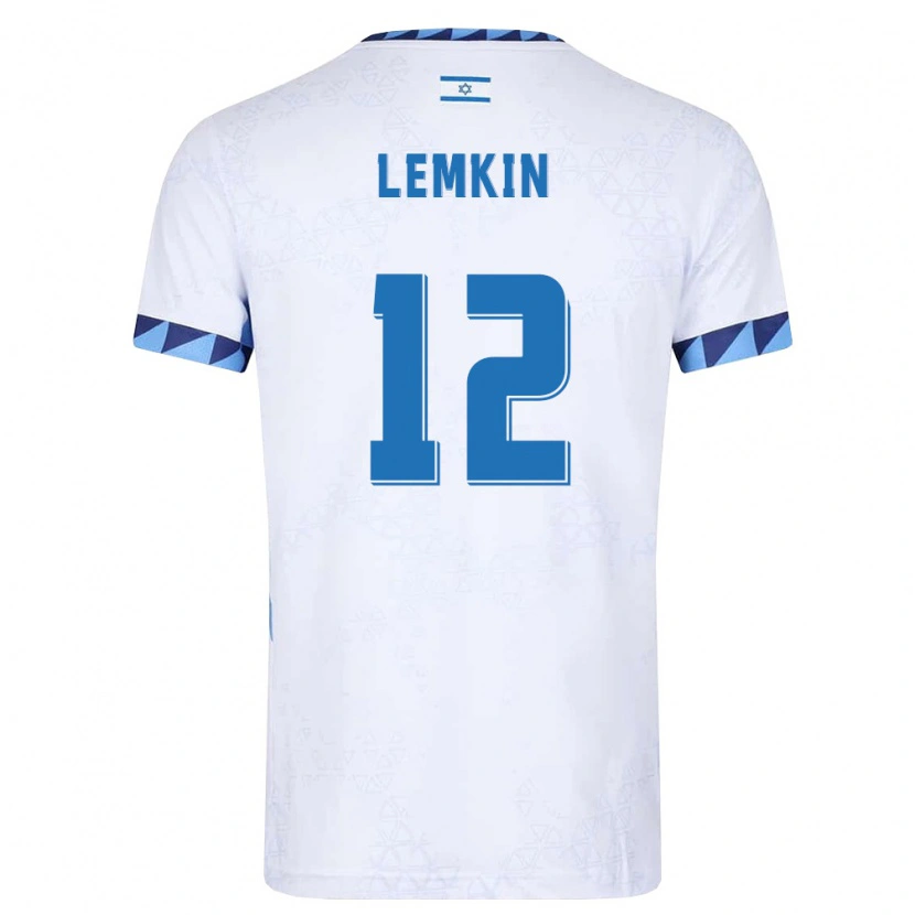 Danxen Hombre Camiseta Israel Stav Lemkin #12 Blanco Azul Claro 1ª Equipación 26-28 La Camisa México