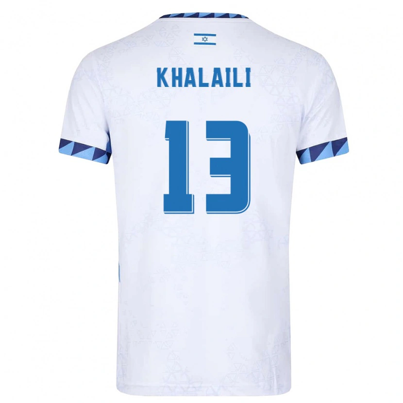 Danxen Hombre Camiseta Israel Anan Khalaili #13 Blanco Azul Claro 1ª Equipación 26-28 La Camisa México