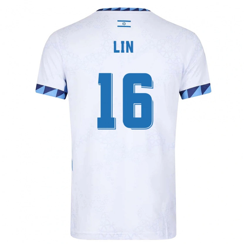 Danxen Hombre Camiseta Israel Bar Lin #16 Blanco Azul Claro 1ª Equipación 26-28 La Camisa México