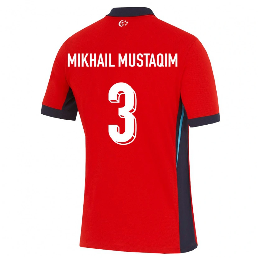 Danxen Hombre Camiseta Singapur Ikram Mikhail Mustaqim #3 Rojo Blanco Negro 1ª Equipación 26-28 La Camisa México
