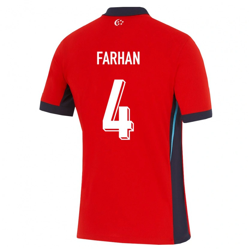 Danxen Hombre Camiseta Singapur Farhan Zulkifli #4 Rojo Blanco Negro 1ª Equipación 26-28 La Camisa México