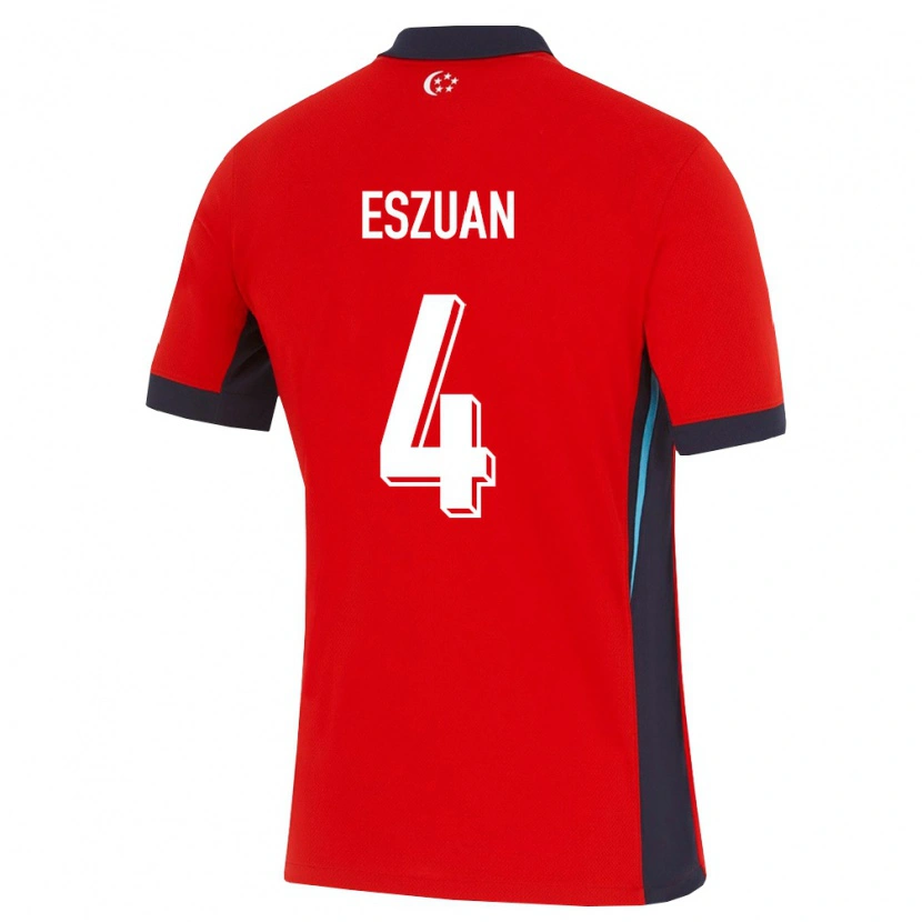 Danxen Hombre Camiseta Singapur Aiman Eszuan #4 Rojo Blanco Negro 1ª Equipación 26-28 La Camisa México