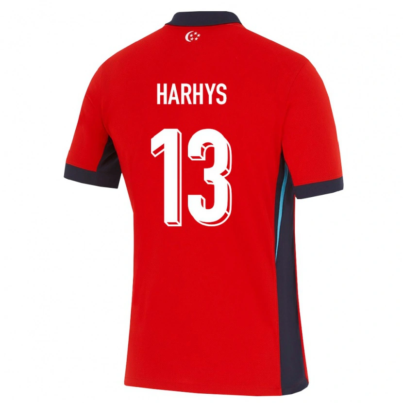 Danxen Hombre Camiseta Singapur Harhys Stewart #13 Rojo Blanco Negro 1ª Equipación 26-28 La Camisa México