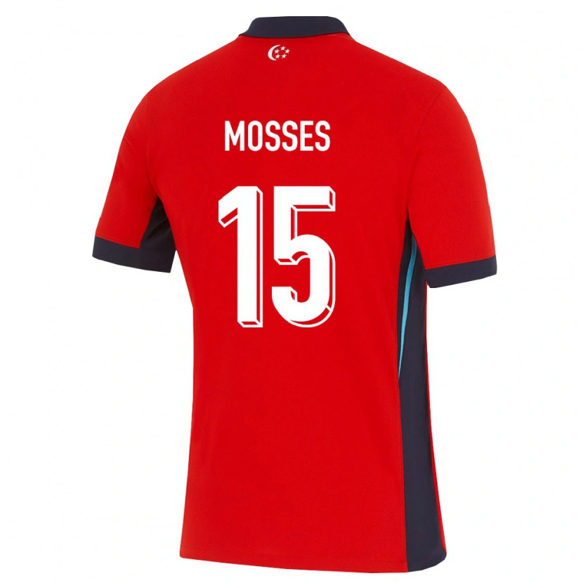 Danxen Hombre Camiseta Singapur Marcus Mosses #15 Rojo Blanco Negro 1ª Equipación 26-28 La Camisa México