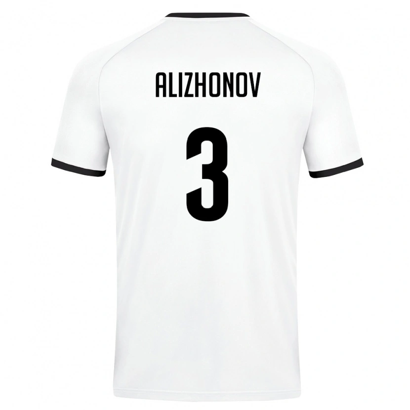 Danxen Hombre Camiseta Uzbekistán Khozhiakbar Alizhonov #3 Blanco Verde Oscuro 2ª Equipación 26-28 La Camisa México