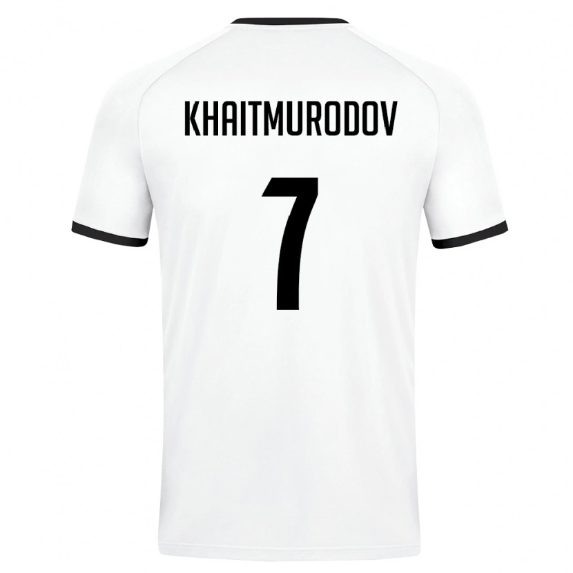 Danxen Hombre Camiseta Uzbekistán Farrukh Khaitmurodov #7 Blanco Verde Oscuro 2ª Equipación 26-28 La Camisa México
