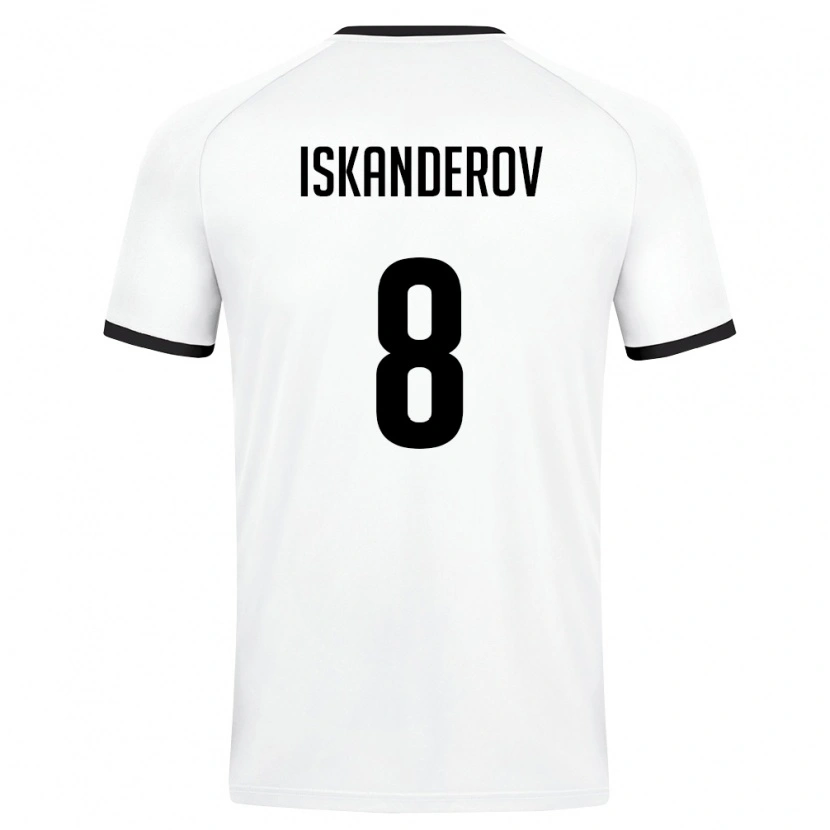 Danxen Hombre Camiseta Uzbekistán Jamshid Iskanderov #8 Blanco Verde Oscuro 2ª Equipación 26-28 La Camisa México