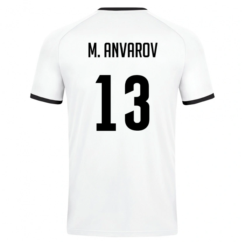 Danxen Hombre Camiseta Uzbekistán Mirjalol Anvarov #13 Blanco Verde Oscuro 2ª Equipación 26-28 La Camisa México