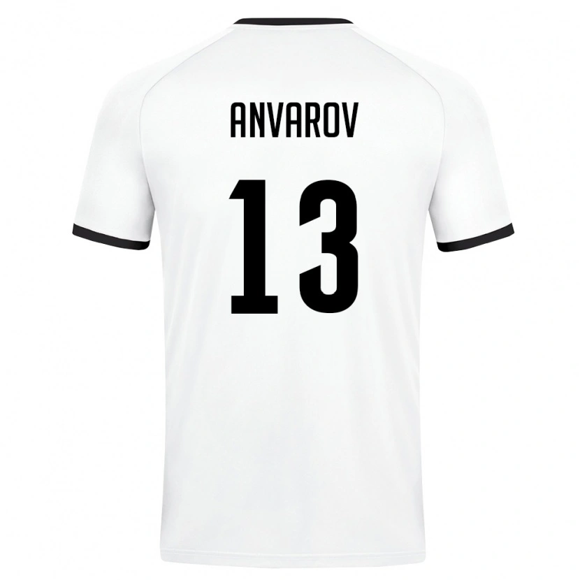 Danxen Hombre Camiseta Uzbekistán Mirjamol Anvarov #13 Blanco Verde Oscuro 2ª Equipación 26-28 La Camisa México