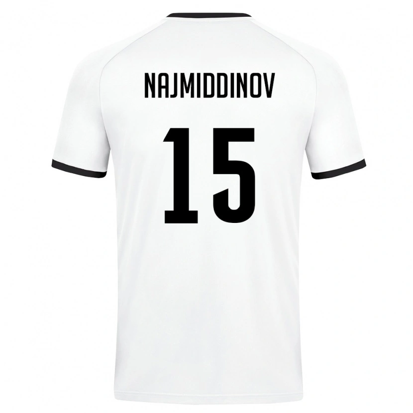 Danxen Hombre Camiseta Uzbekistán Ozodbek Najmiddinov #15 Blanco Verde Oscuro 2ª Equipación 26-28 La Camisa México