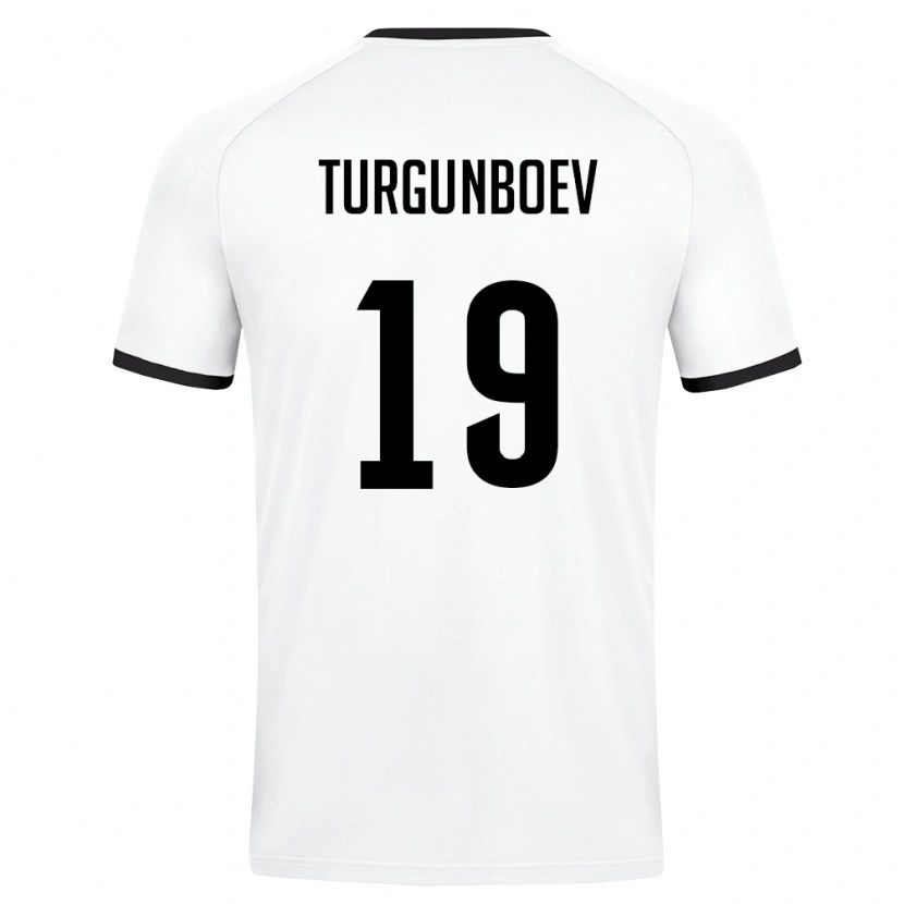 Danxen Hombre Camiseta Uzbekistán Azizbek Turgunboev #19 Blanco Verde Oscuro 2ª Equipación 26-28 La Camisa México