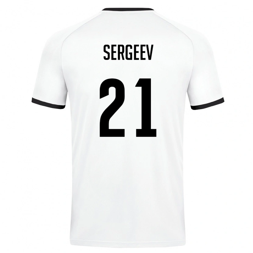 Danxen Hombre Camiseta Uzbekistán Igor Sergeev #21 Blanco Verde Oscuro 2ª Equipación 26-28 La Camisa México