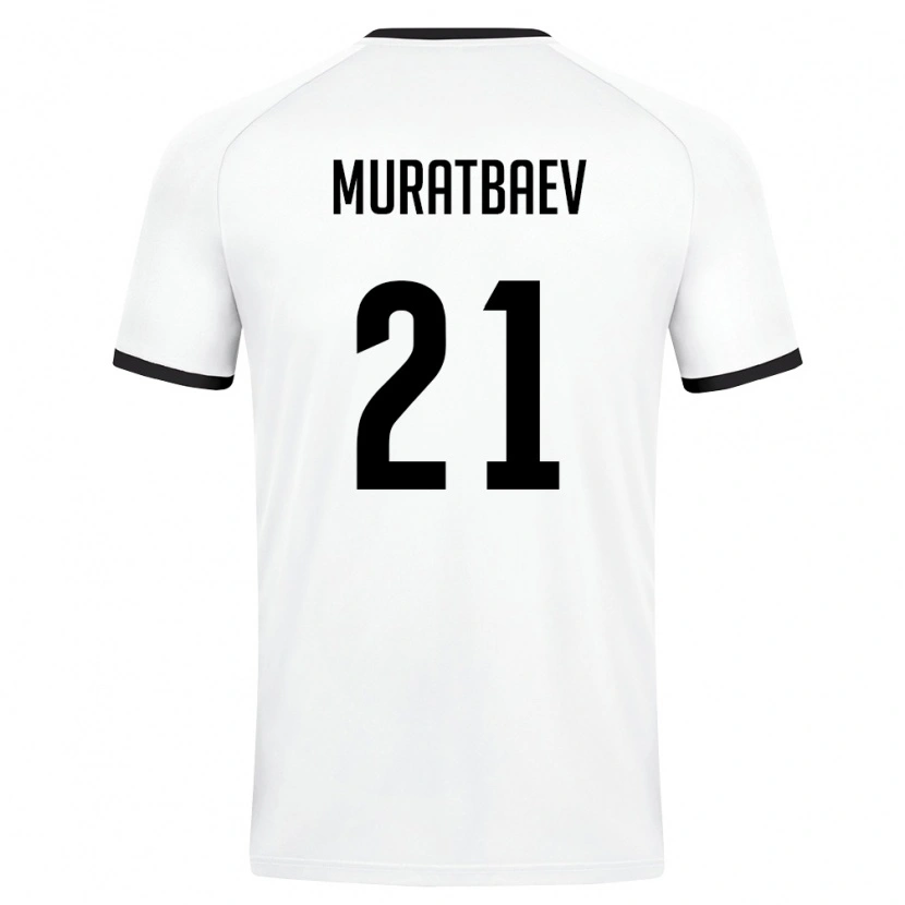 Danxen Hombre Camiseta Uzbekistán Samandar Muratbaev #21 Blanco Verde Oscuro 2ª Equipación 26-28 La Camisa México