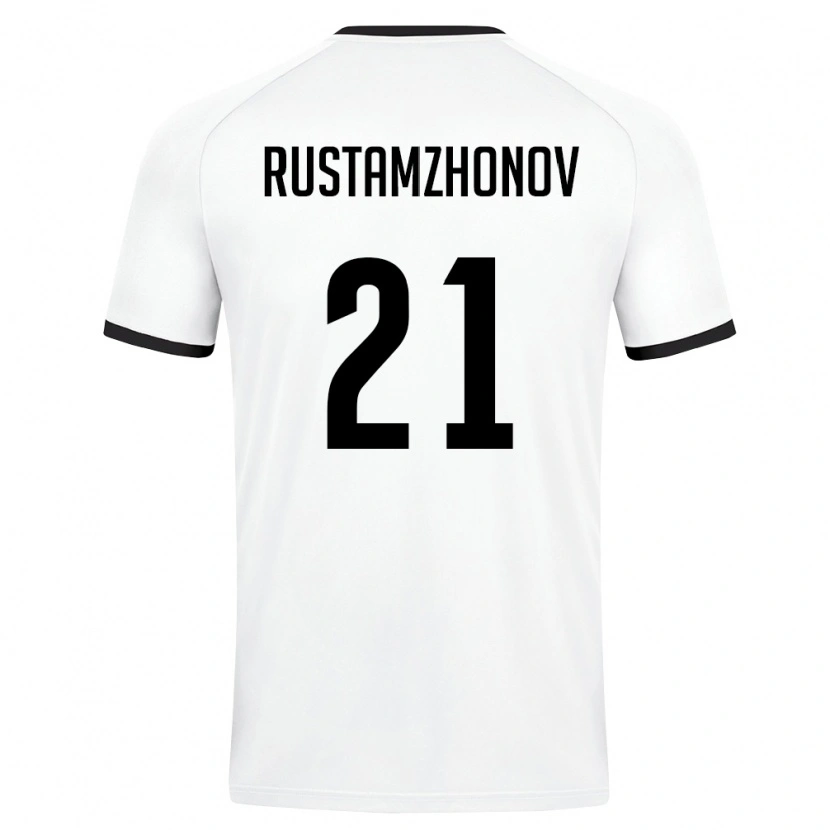 Danxen Hombre Camiseta Uzbekistán Nematullo Rustamzhonov #21 Blanco Verde Oscuro 2ª Equipación 26-28 La Camisa México