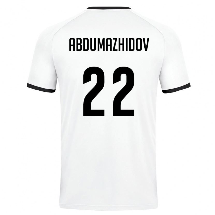 Danxen Hombre Camiseta Uzbekistán Mukhammadrasul Abdumazhidov #22 Blanco Verde Oscuro 2ª Equipación 26-28 La Camisa México