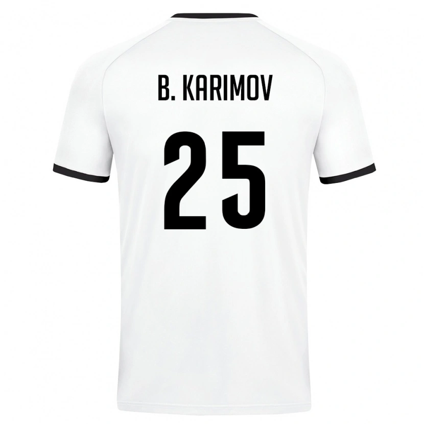 Danxen Hombre Camiseta Uzbekistán Bekhruz Karimov #25 Blanco Verde Oscuro 2ª Equipación 26-28 La Camisa México